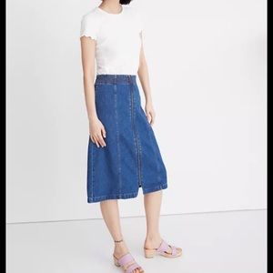 CCO!! MADEWELL Zip Front Seamed Midi Denim Pencil Jean Skirt Sz 25
